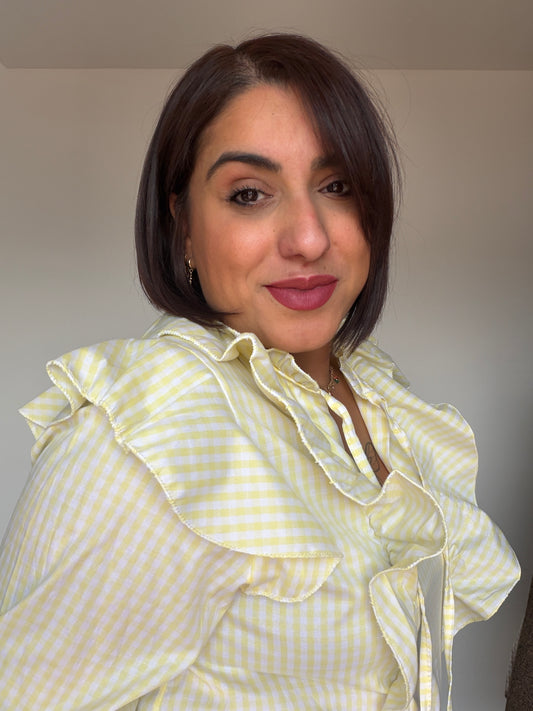 Blusa Cuadro Vichy con Volantes - Talla Única (Hasta Talla 42)