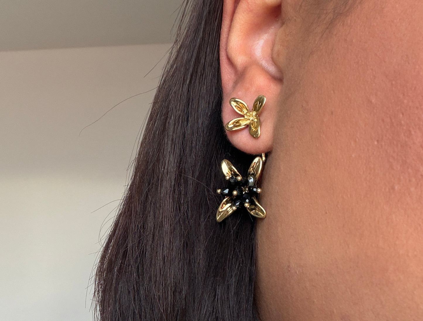 Pendientes Flor Nocturna - Acero Inoxidable y Cristal