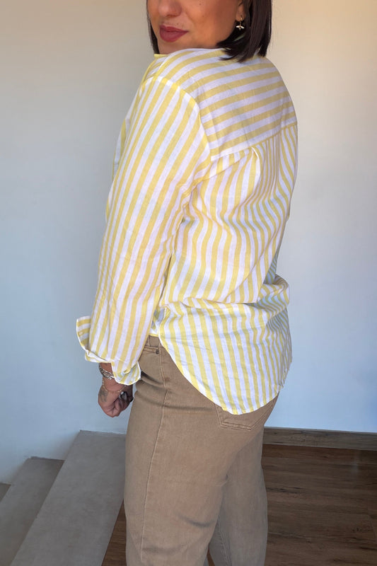 Camisa de rayas estilo casual para mujer talla L equivalente a 42.