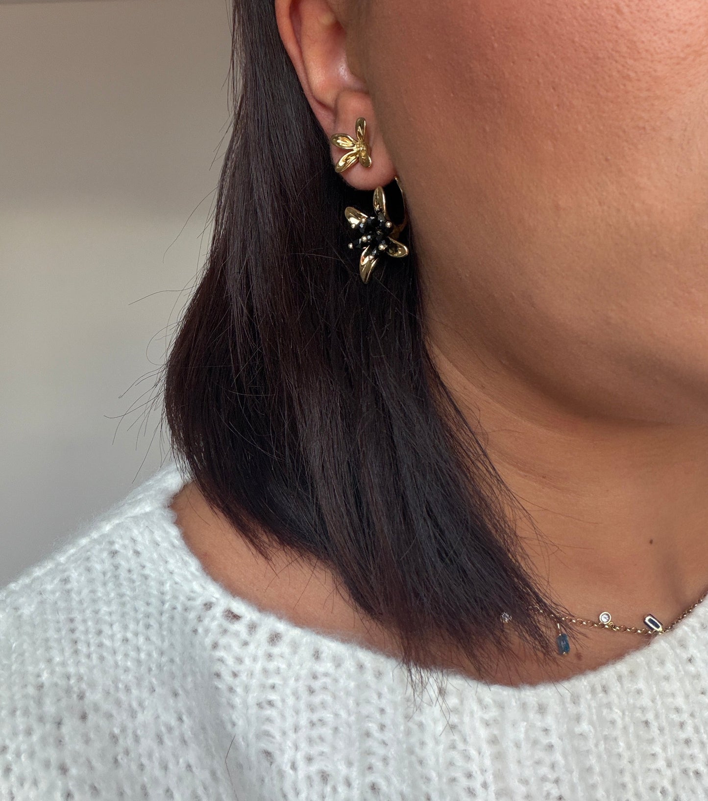 Pendientes Flor Nocturna - Acero Inoxidable y Cristal