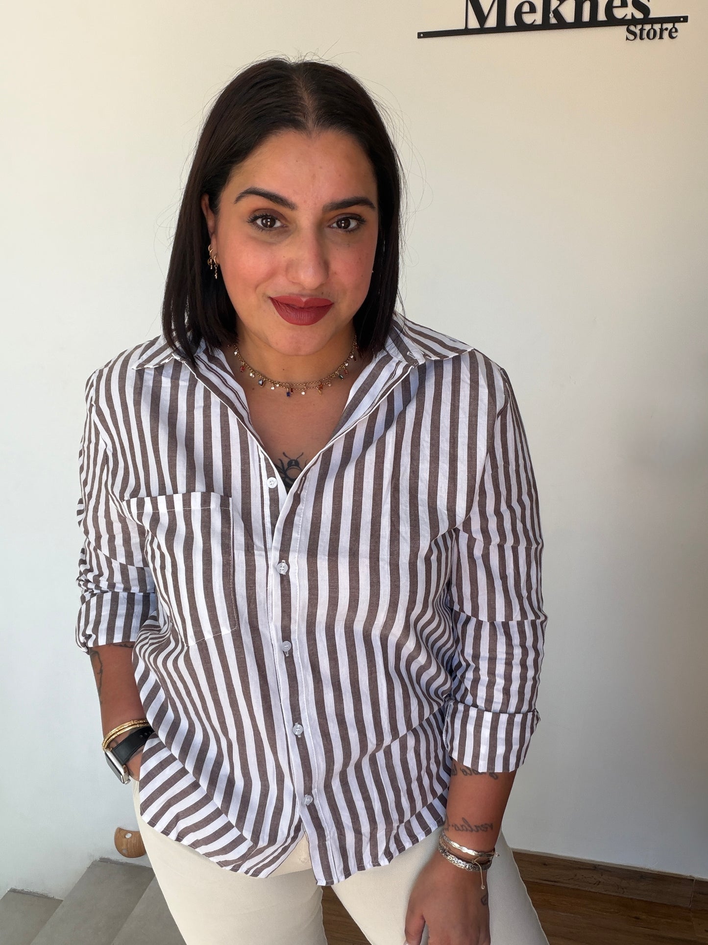 Camisa Sun de Rayas con Bolsillo - Estilo Relajado Tallas S a L | Meknes