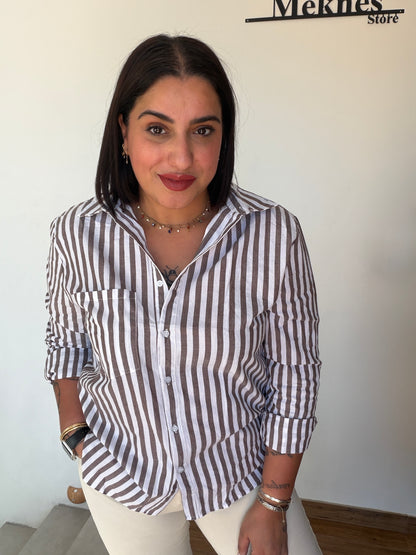 Camisa Sun de Rayas con Bolsillo - Estilo Relajado Tallas S a L | Meknes