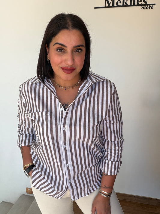 Camisa Sun de Rayas con Bolsillo - Estilo Relajado Tallas S a L | Meknes