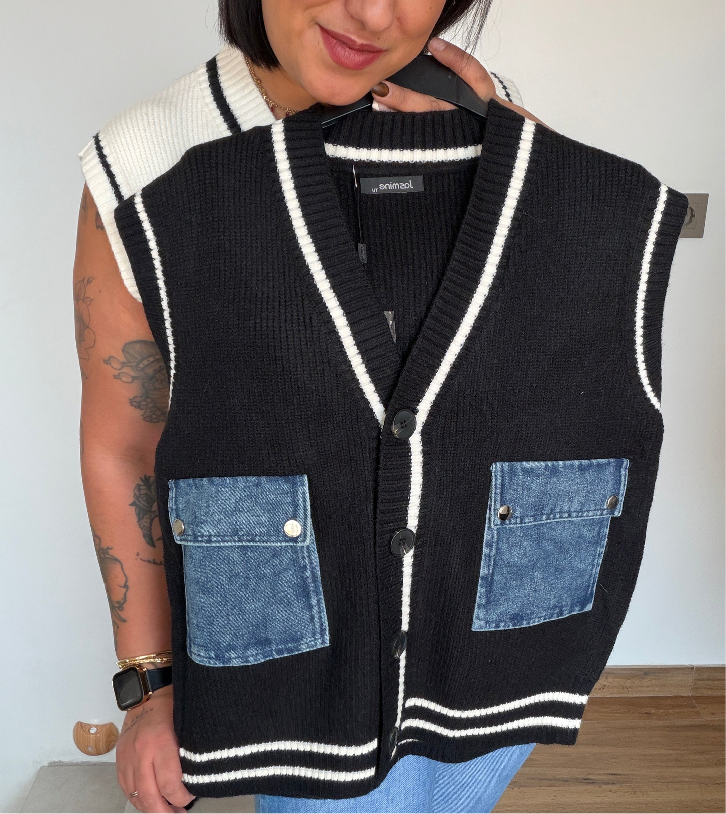 Chaleco punto/Denim