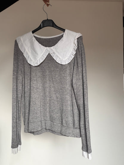 Jersey Punto Cuello Babero - Estilo Romántico (Talla Única)