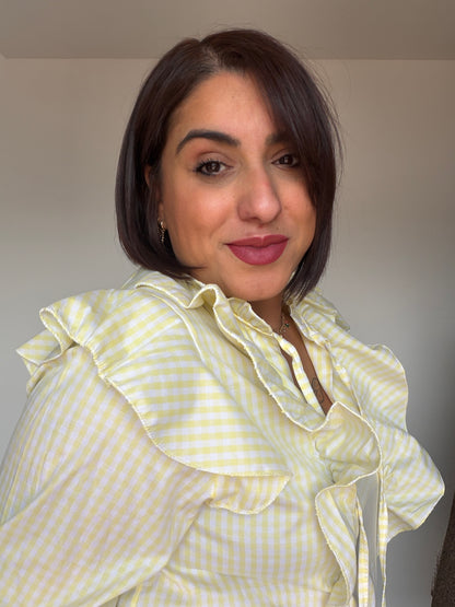 Blusa Cuadro Vichy con Volantes - Talla Única (Hasta Talla 42)