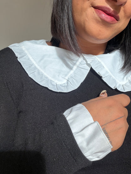 Jersey Punto Cuello Babero - Estilo Romántico (Talla Única)