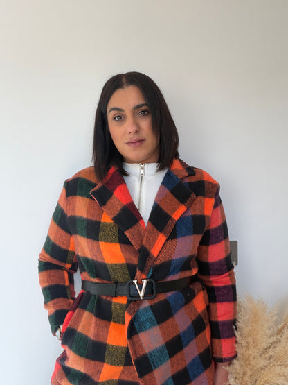 Sugerencia: Blazer Oversize de Cuadros - Chaqueta de Paño Ligera (Talla Única)