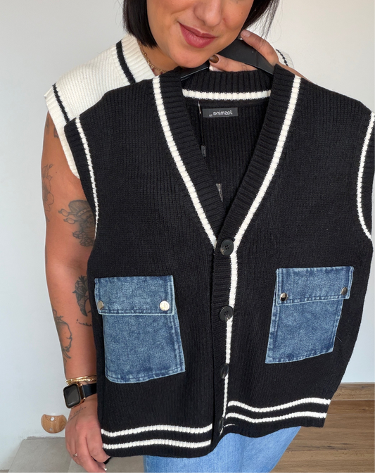 Chaleco punto/Denim