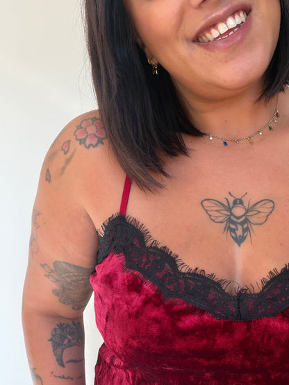 Top Lencero de Terciopelo con Tirante Regulable - Talla Única (Hasta 44/46)