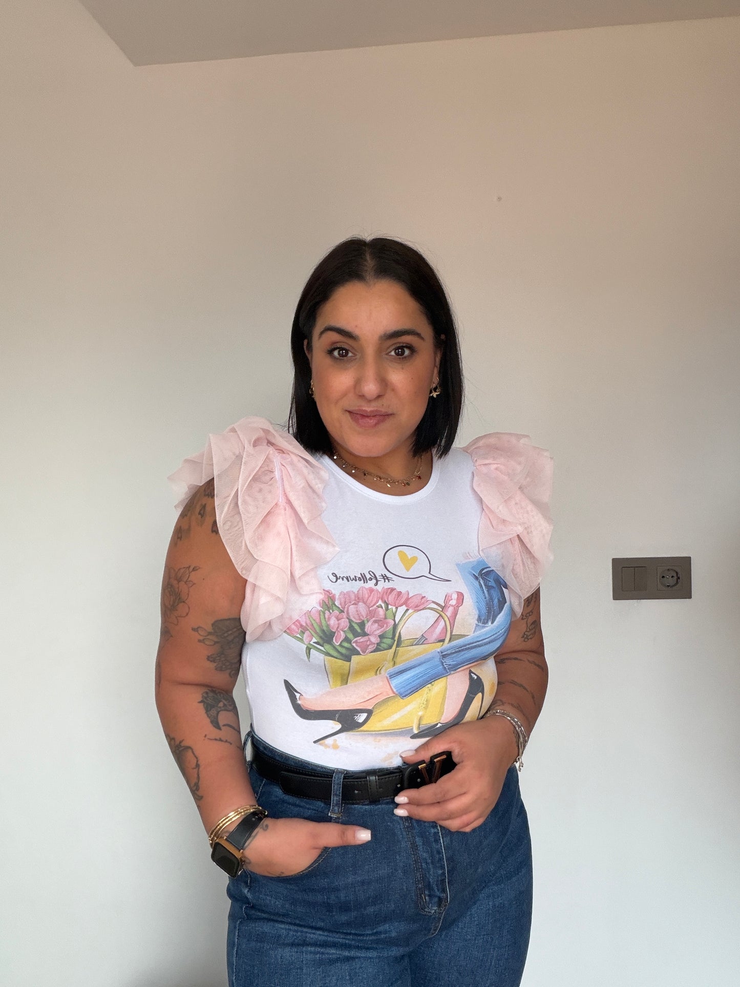 Camiseta Manga Tul Plumeti - Edición Rock & Chic