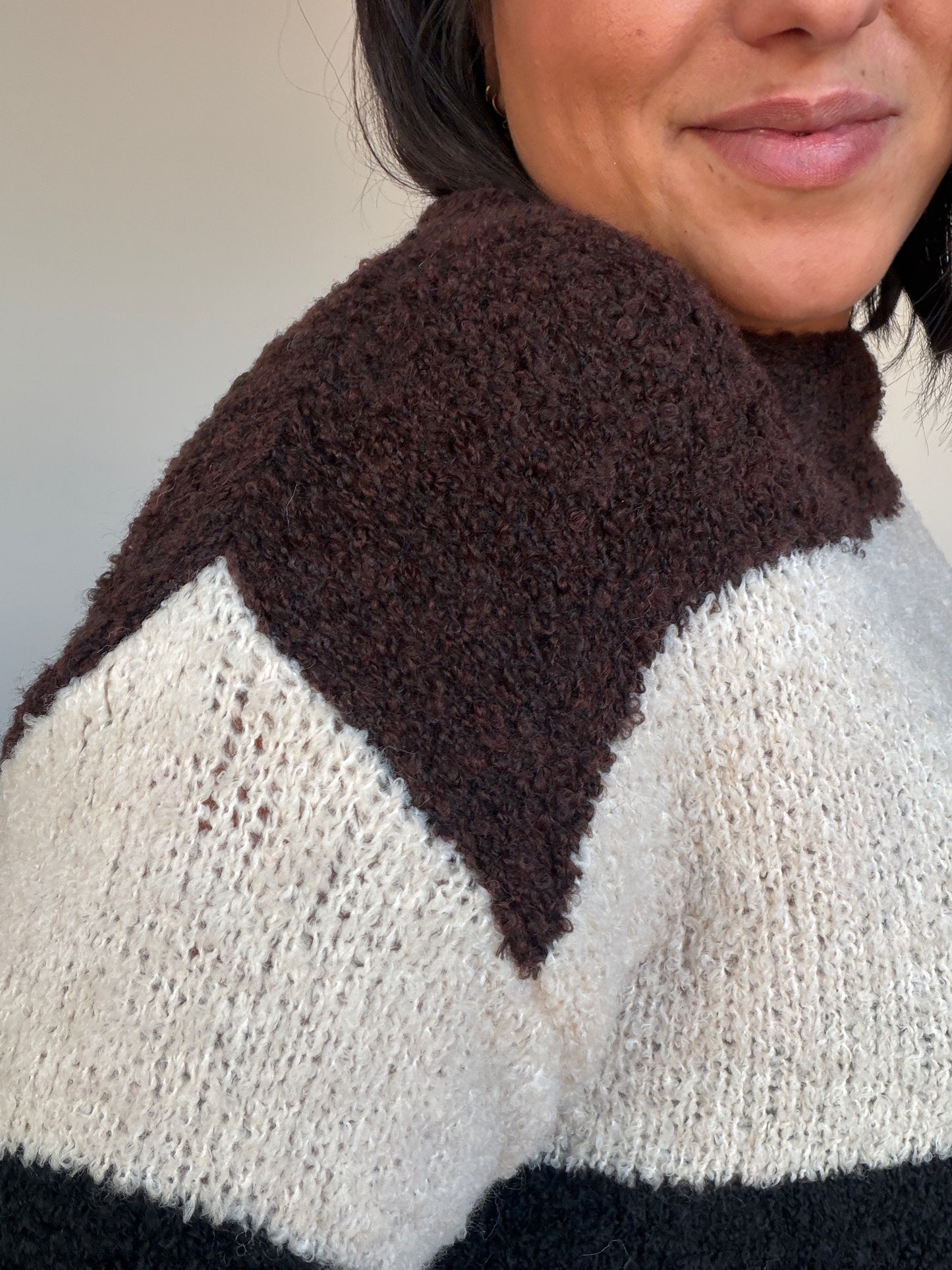 Jersey Moka con Lana - Suéter de Punto Calentito y Suave (Taupe y Chocolate)