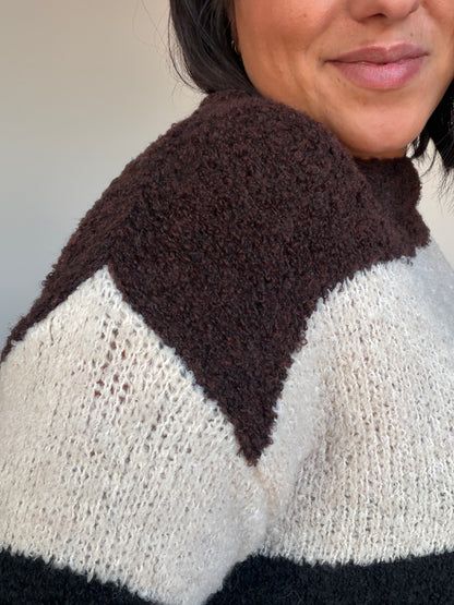 Jersey Moka con Lana - Suéter de Punto Calentito y Suave (Taupe y Chocolate)