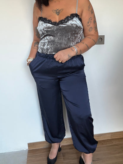 Pantalón de Raso Estilo Aladín - Pantalón Bombacho Fluido y Adaptable (Talla 36-48)