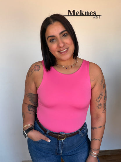 Body ajustado rosa chicle tendencia primavera verano mujer