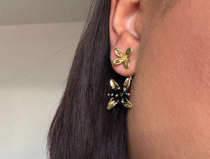 Pendientes Flor Nocturna - Acero Inoxidable y Cristal