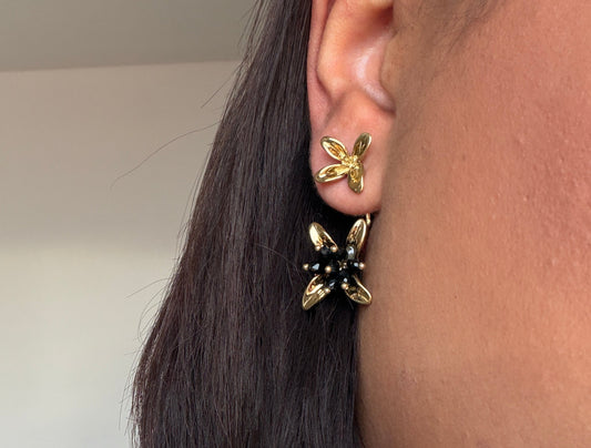 Pendientes Flor Nocturna - Acero Inoxidable y Cristal