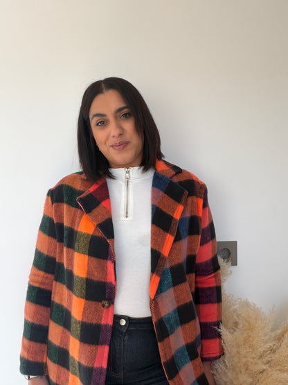 Sugerencia: Blazer Oversize de Cuadros - Chaqueta de Paño Ligera (Talla Única)