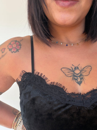 Top Lencero de Terciopelo con Tirante Regulable - Talla Única (Hasta 44/46)