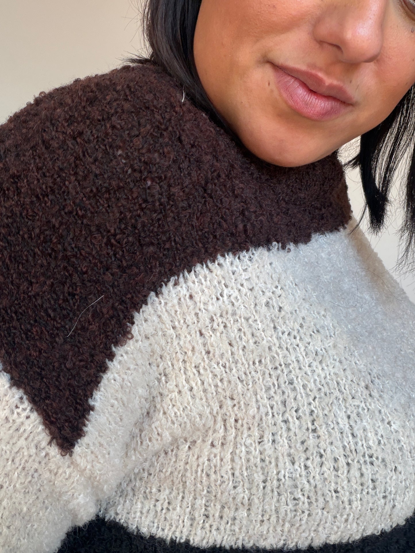 Jersey Moka con Lana - Suéter de Punto Calentito y Suave (Taupe y Chocolate)