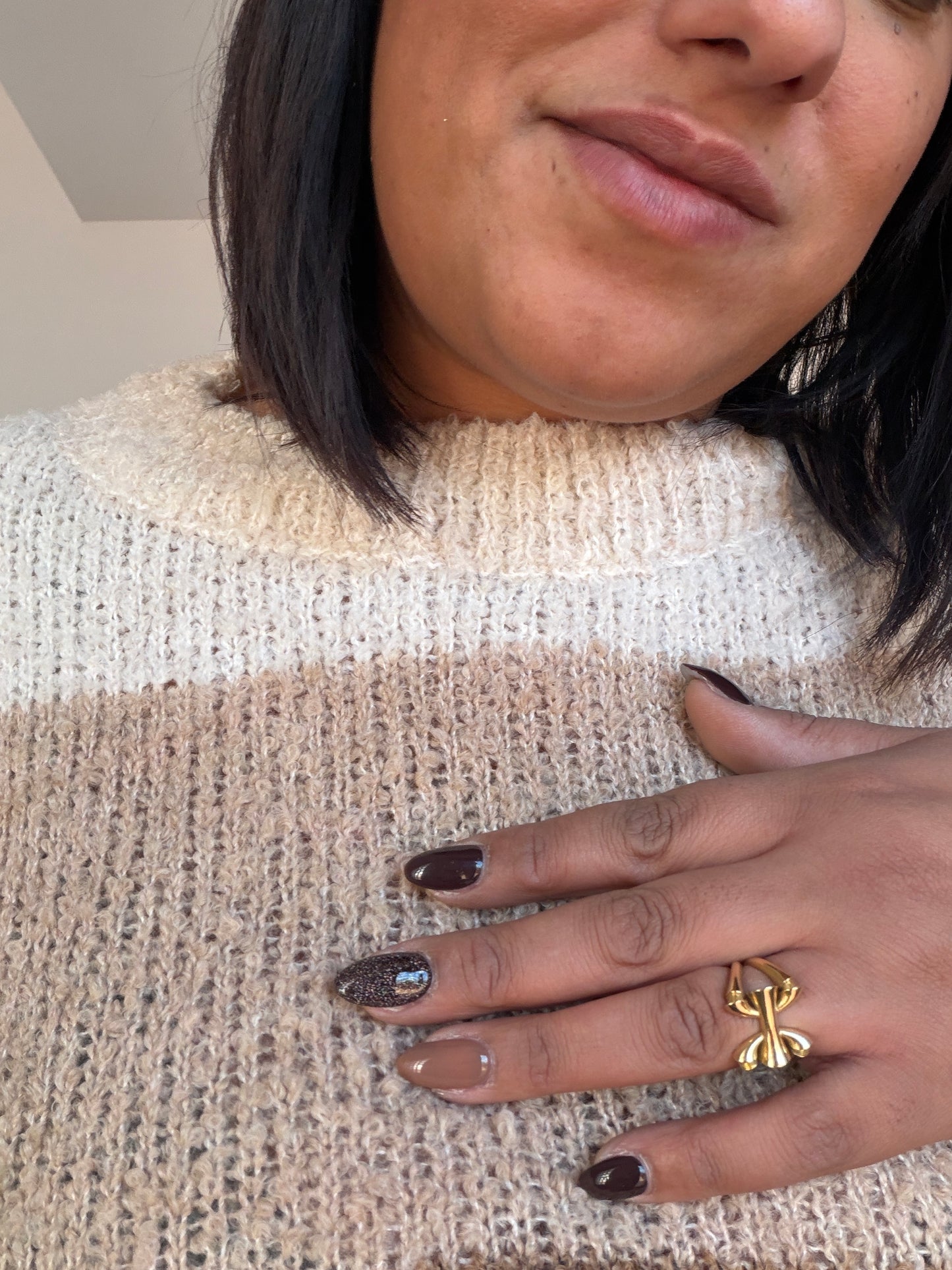 Jersey Moka con Lana - Suéter de Punto Calentito y Suave (Taupe y Chocolate)