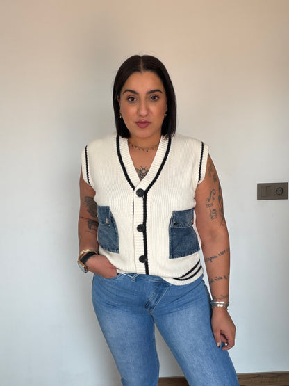 Chaleco punto/Denim