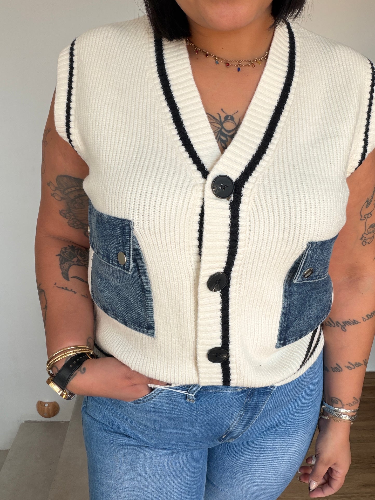 Chaleco punto/Denim
