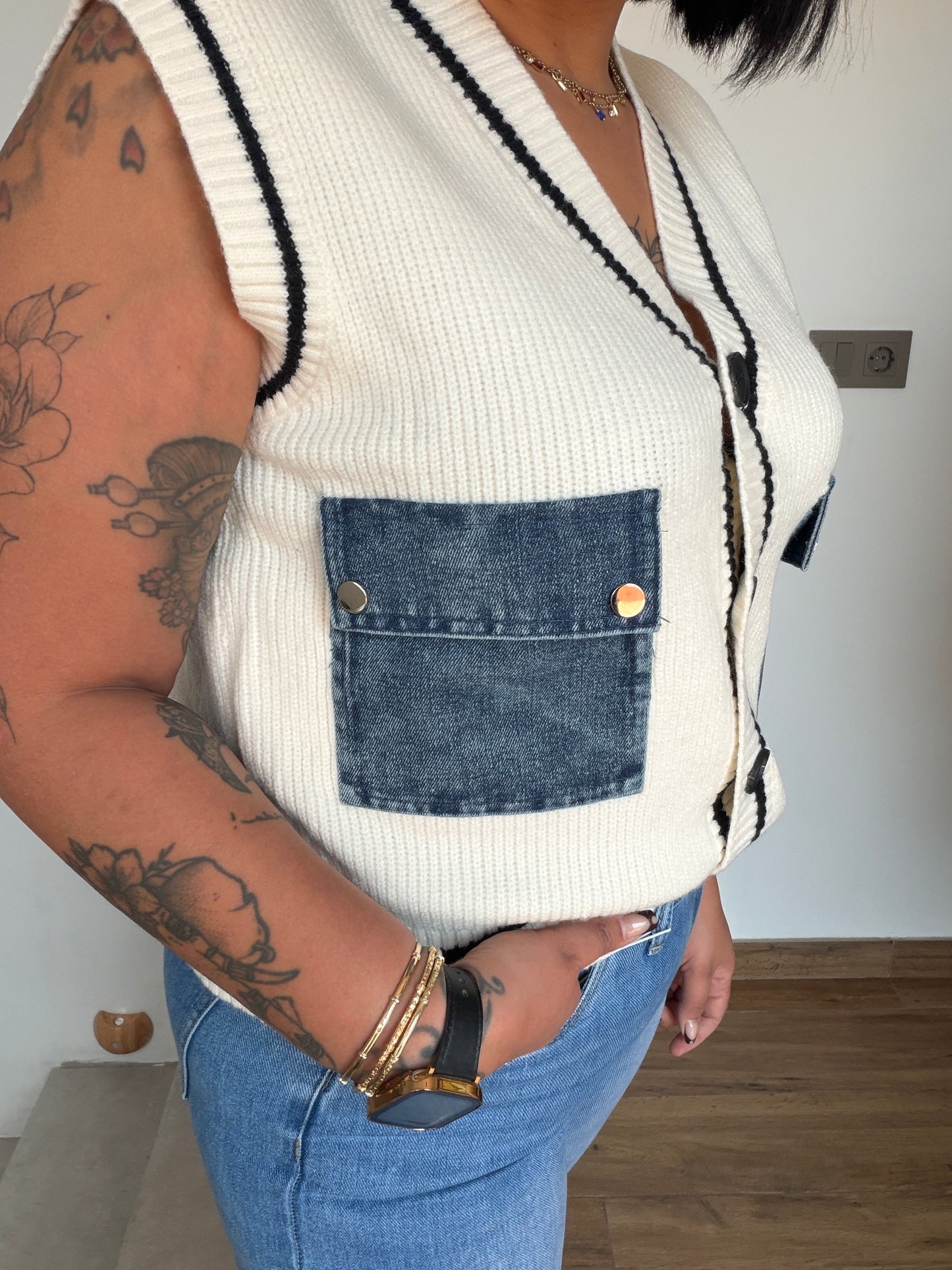 Chaleco punto/Denim