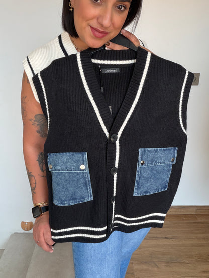 Chaleco punto/Denim