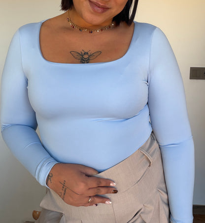 Body básico azul baby elástico talla única hasta la 42 Meknes