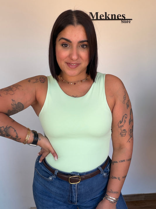 Body básico blanco elástico talla única para mujer 36 a 42