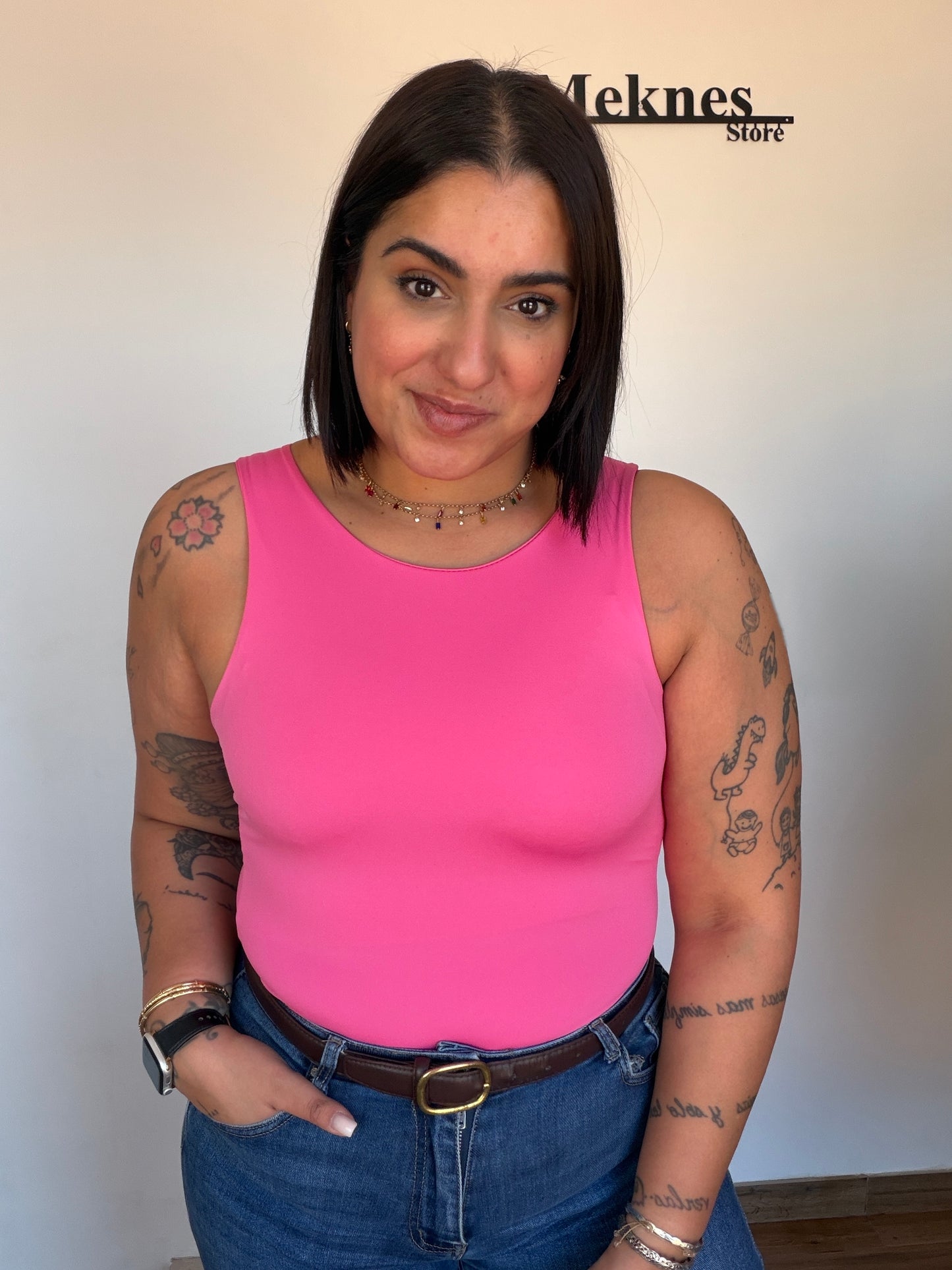 Body ajustado rosa chicle tendencia primavera verano mujer