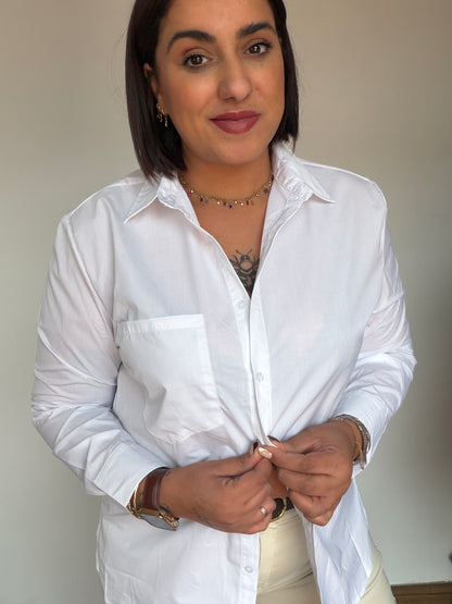 Camisa oversize blanca para mujer ideal para tallas 42 y 44 estilo casual Meknes