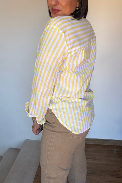 Camisa de rayas estilo casual para mujer talla L equivalente a 42.