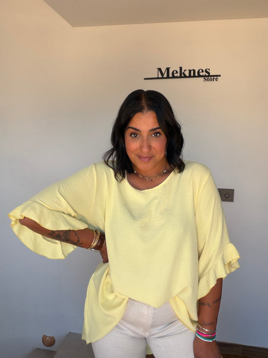 Vista lateral Jersey Oversized Ámbar manga murciélago volumen — Meknes Store