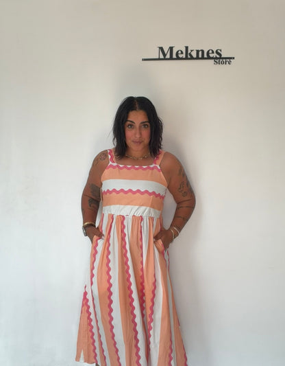 Vestido Sol maxi largo hasta suelo tirantes finos rayas verano — Meknes Store