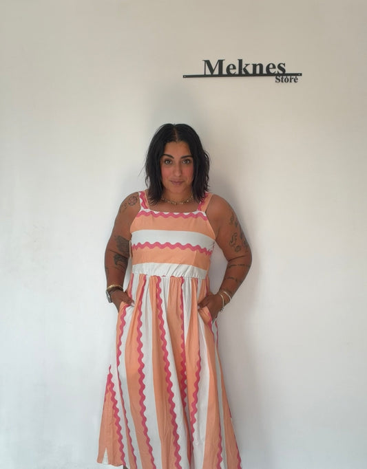 Vestido Sol maxi largo hasta suelo tirantes finos rayas verano — Meknes Store